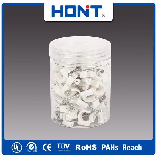 Nylon Waterproof PP Steel Nail Circle Plastic Wall Round Steel Nail Square Wire Electrical Cable Clips with 4mm